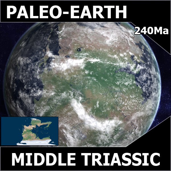 3d model triassic earth middle - Middle Triassic Earth by MichaelTaylor3D