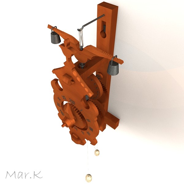 wooden clock 3d 3ds - wooden clock by Mar.K