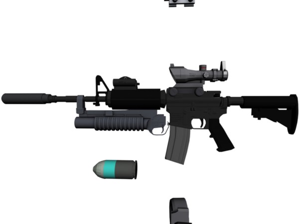m4a1 c 3d obj - M4A1 with attachments by Mizugan