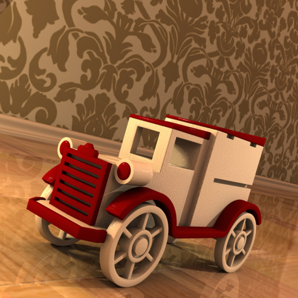 toy wood car 3d obj - Toy Wooden Car by reaktorCGI
