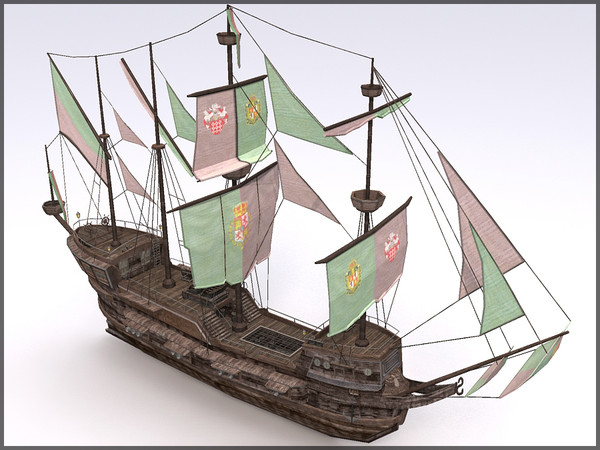 3d spanish galleon model - Spanish Galleon, Mid Poly, Textured by Raahl