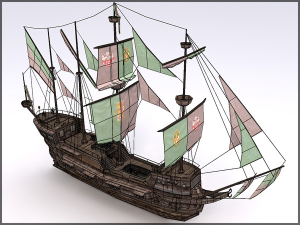 3d spanish galleon model - Spanish Galleon, Mid Poly, Textured by Raahl