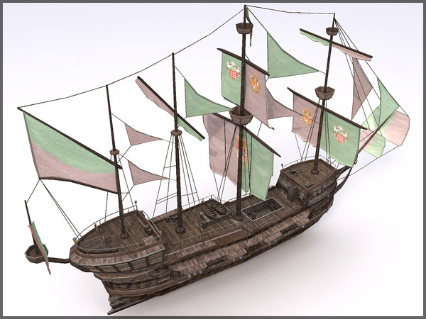 3d spanish galleon model - Spanish Galleon, Mid Poly, Textured by Raahl