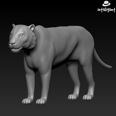 tiger feline cat 3d 3ds - Low Poly Tiger With Maps by Int3lig3nt