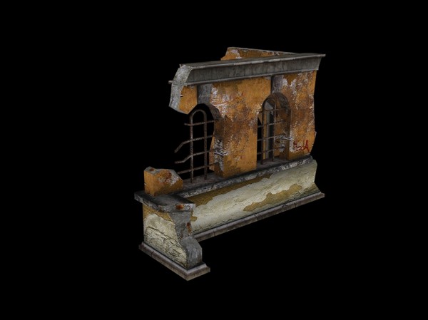 destroyed building 3d 3ds - ruin by csirkeFrs