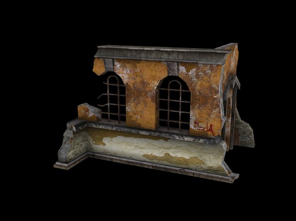 destroyed building 3d 3ds - ruin by csirkeFrs