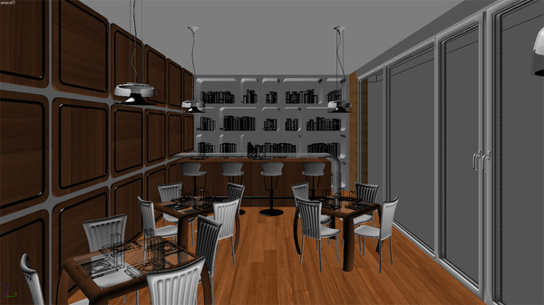 restaurant interior scene 3d model - Bar Cafe Restaurant interior 001 by RTEwork