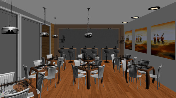 restaurant interior scene 3d model - Bar Cafe Restaurant interior 001 by RTEwork