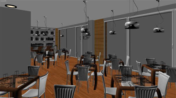 restaurant interior scene 3d model - Bar Cafe Restaurant interior 001 by RTEwork