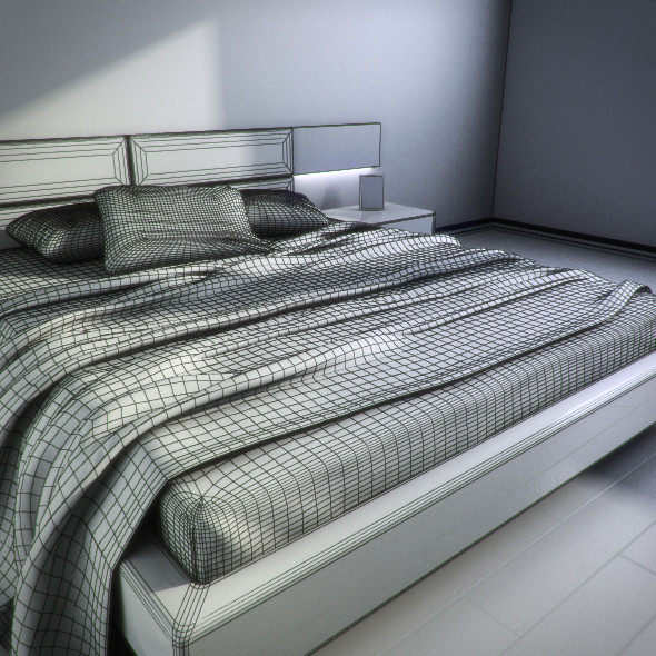 notte gruppo bed onda2 3d max - Notte Gruppo bed and onda2 nightstand by RTEwork
