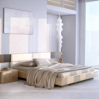 notte gruppo bed onda2 3d max - Notte Gruppo bed and onda2 nightstand by RTEwork
