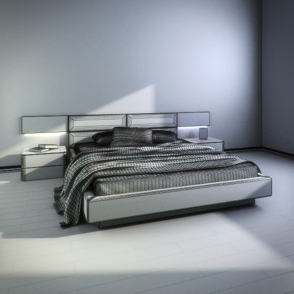 notte gruppo bed onda2 3d max - Notte Gruppo bed and onda2 nightstand by RTEwork