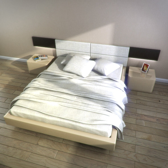notte gruppo bed onda2 3d max - Notte Gruppo bed and onda2 nightstand by RTEwork