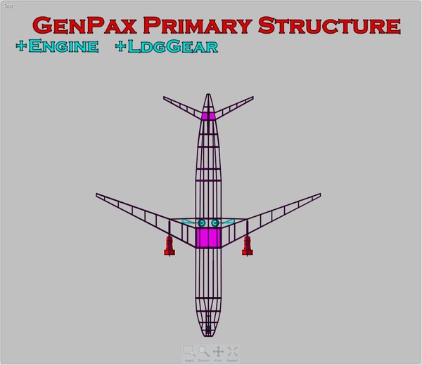 generic aircraft structural size 3d dxf - Generic Mid Size Passenger Aircraft Structural Model by RodgerSaintJohn