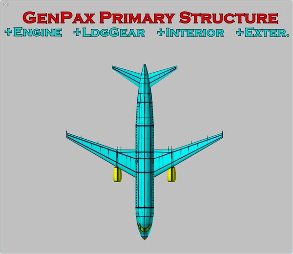 generic aircraft structural size 3d dxf - Generic Mid Size Passenger Aircraft Structural Model by RodgerSaintJohn