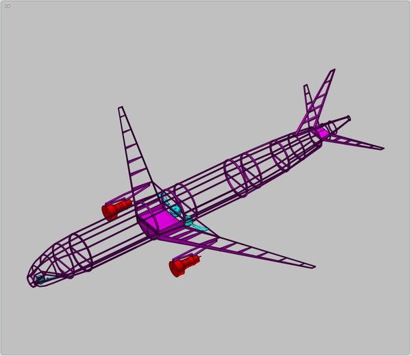 generic aircraft structural size 3d dxf - Generic Mid Size Passenger Aircraft Structural Model by RodgerSaintJohn
