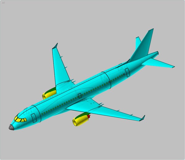 generic aircraft structural size 3d dxf - Generic Mid Size Passenger Aircraft Structural Model by RodgerSaintJohn