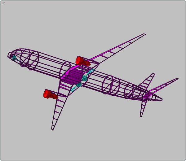 generic aircraft structural size 3d dxf - Generic Mid Size Passenger Aircraft Structural Model by RodgerSaintJohn