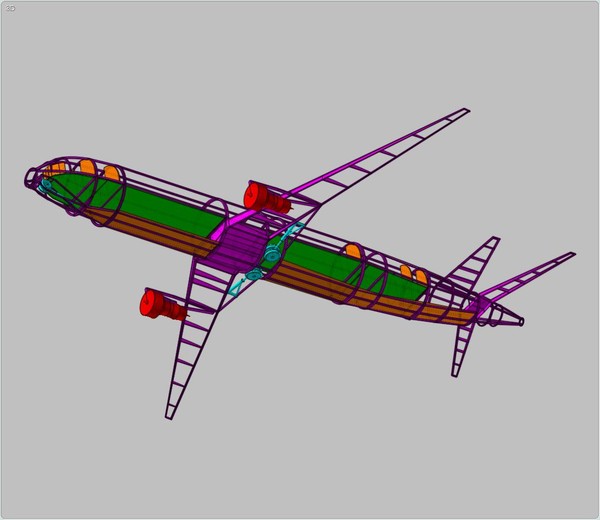generic aircraft structural size 3d dxf - Generic Mid Size Passenger Aircraft Structural Model by RodgerSaintJohn