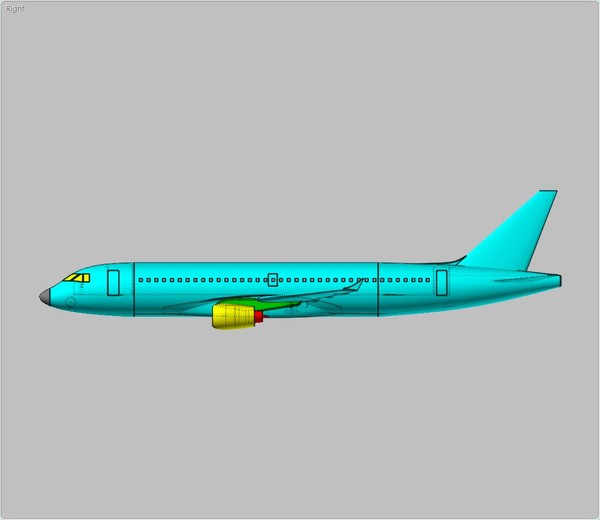 generic aircraft structural size 3d dxf - Generic Mid Size Passenger Aircraft Structural Model by RodgerSaintJohn