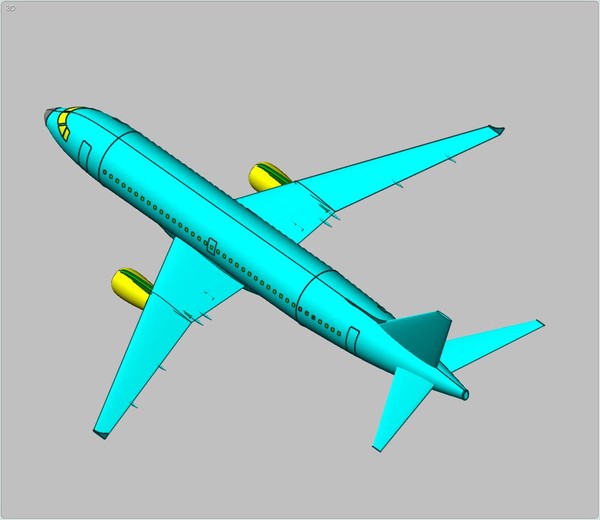 generic aircraft structural size 3d dxf - Generic Mid Size Passenger Aircraft Structural Model by RodgerSaintJohn