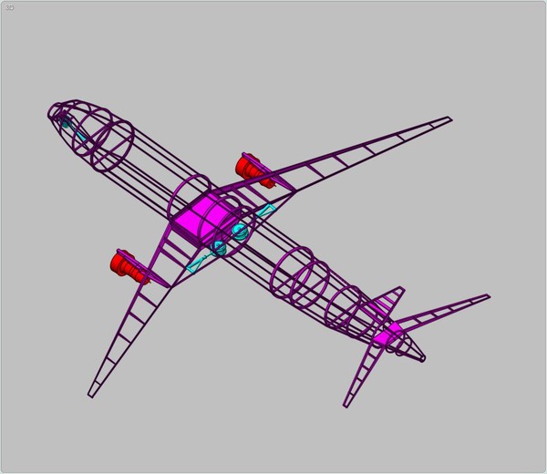 generic aircraft structural size 3d dxf - Generic Mid Size Passenger Aircraft Structural Model by RodgerSaintJohn