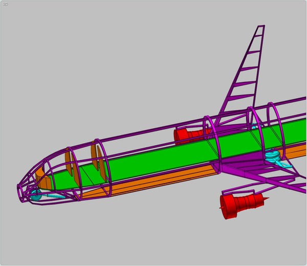 generic aircraft structural size 3d dxf - Generic Mid Size Passenger Aircraft Structural Model by RodgerSaintJohn