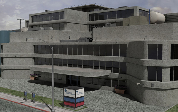 3d hospital lights building - Hospital by dastolidigital