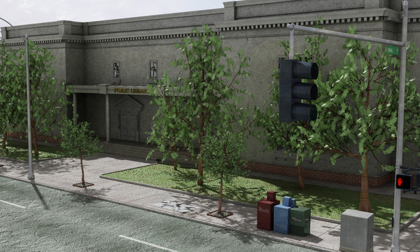 3d library lights building model - Library by dastolidigital