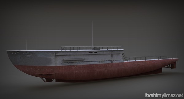canakkale war 3d model - Mariotte 1911 Submarine by ShaderCo