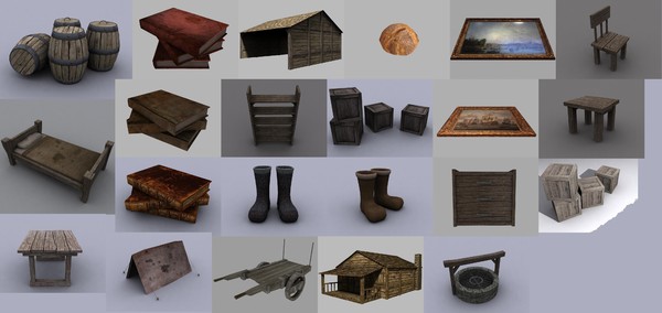 medieval pack 3d 3ds - Low Poly Medieval Model Pack by Game Model Creations