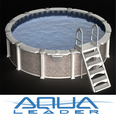 3d ground pool stairs model - Abobe  ground swiming  pool with stairs by cermaka