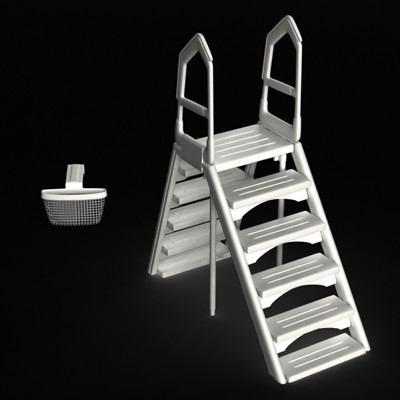 3d ground pool stairs model - Abobe  ground swiming  pool with stairs by cermaka