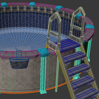3d ground pool stairs model - Abobe  ground swiming  pool with stairs by cermaka