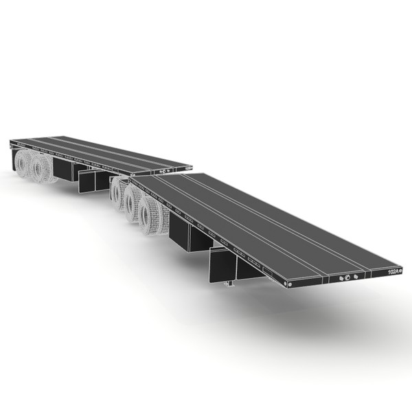 trailer doepker flatbed 3d lwo - Doepker Flatbed b- train by bansheewoj
