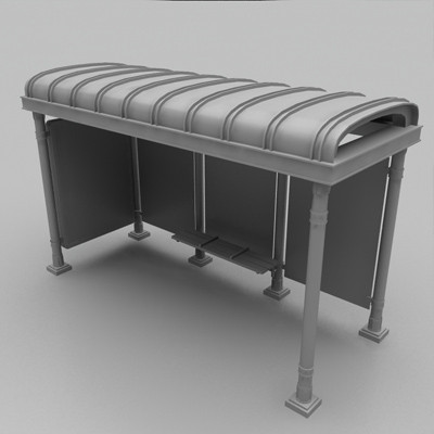 modeled polygons materials max - bus stop for street by HaNky154