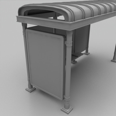 modeled polygons materials max - bus stop for street by HaNky154