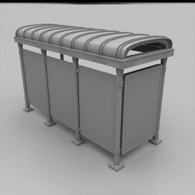 modeled polygons materials max - bus stop for street by HaNky154