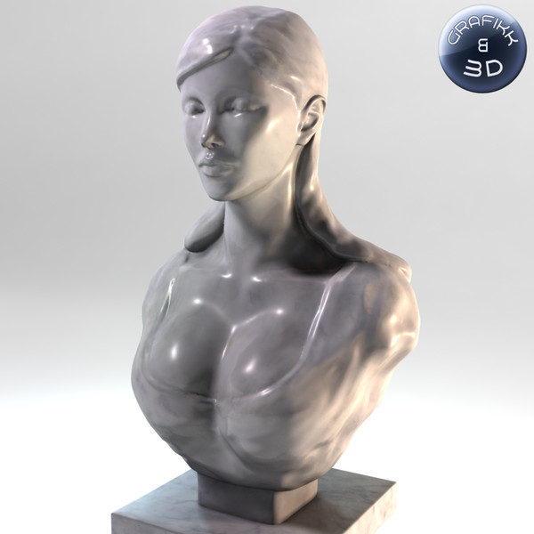 marble sculpture 3d model - Female Marble Bust... by PolyTron