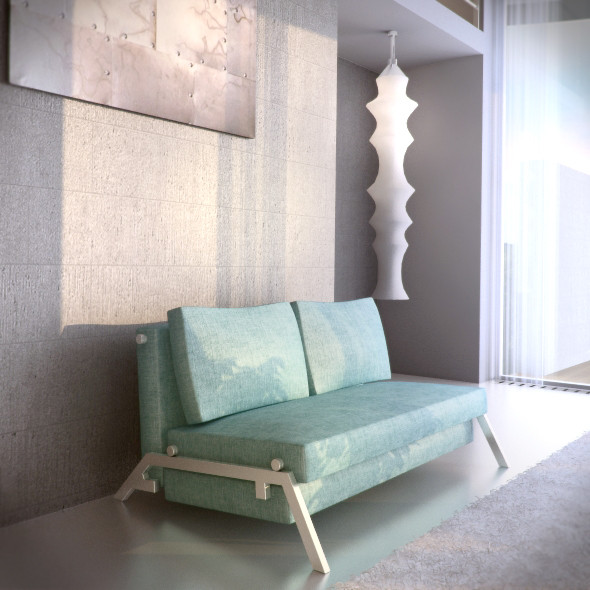 sleek sofabed 3d model - Sleek sofabed by RTEwork