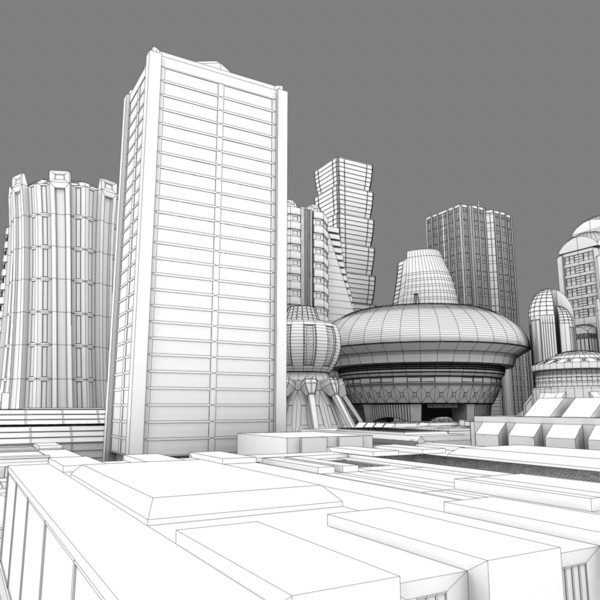 lwo futuristic cityscape - Futuristic City... by AhearnART