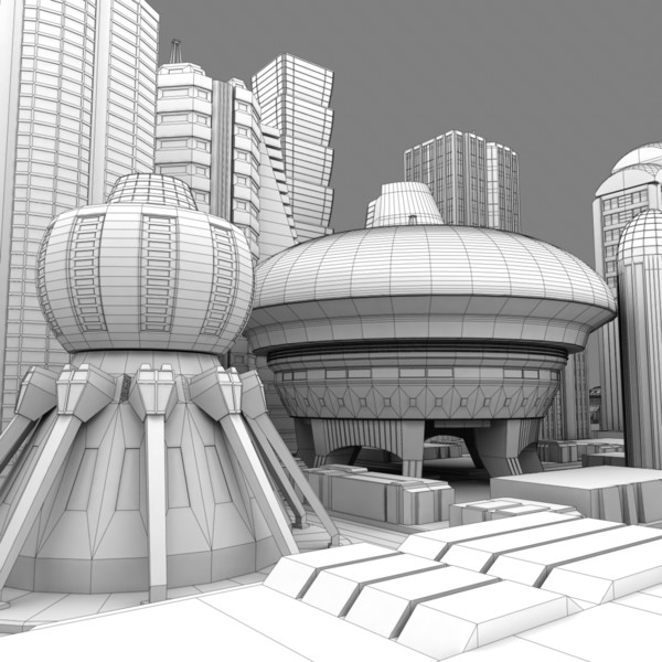 lwo futuristic cityscape - Futuristic City... by AhearnART
