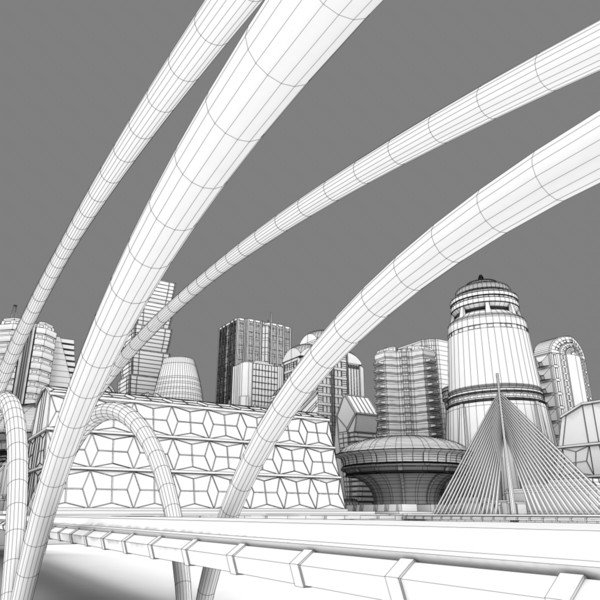 lwo futuristic cityscape - Futuristic City... by AhearnART