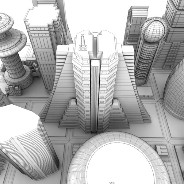 lwo futuristic cityscape - Futuristic City... by AhearnART