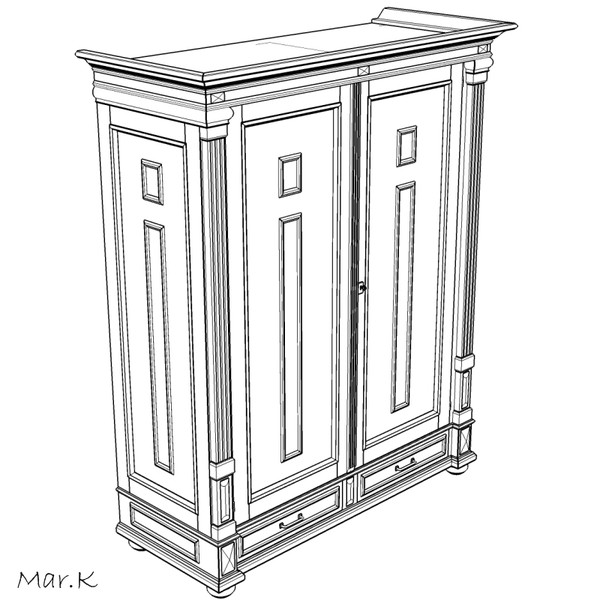 3d wardrobe antique model - Wardrobe Antique by Mar.K