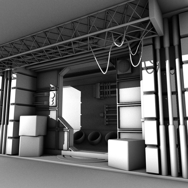 c4d sci-fi environment corridor - Sci-Fi Room by KeremGogus