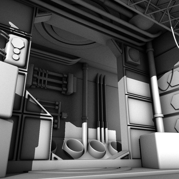 c4d sci-fi environment corridor - Sci-Fi Room by KeremGogus