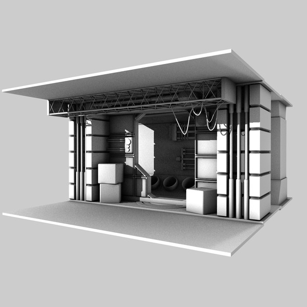 c4d sci-fi environment corridor - Sci-Fi Room by KeremGogus
