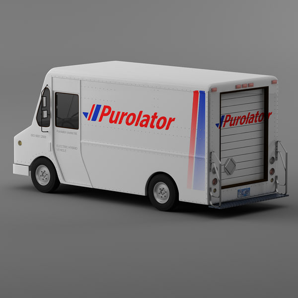 courier delivery truck purolator 3d model - Purolator Courier truck Morgan Olson van... by Leeift