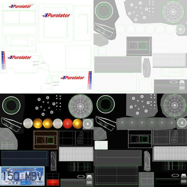 courier delivery truck purolator 3d model - Purolator Courier truck Morgan Olson van... by Leeift